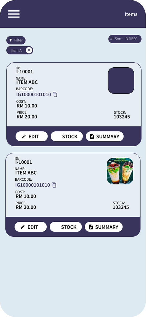 Items Listing Demo